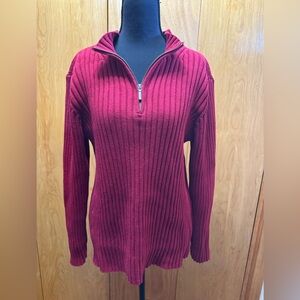 Ralph Lauren Dark Cherry Red Cotton Ribbed Pullover Sweater Large